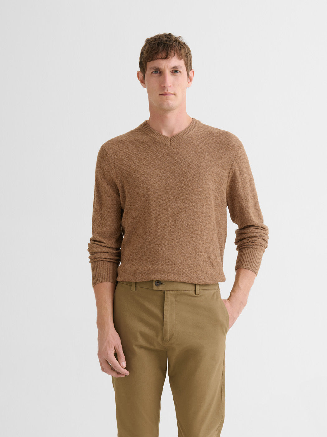 Pull col V effet damier - DEVRED 1902