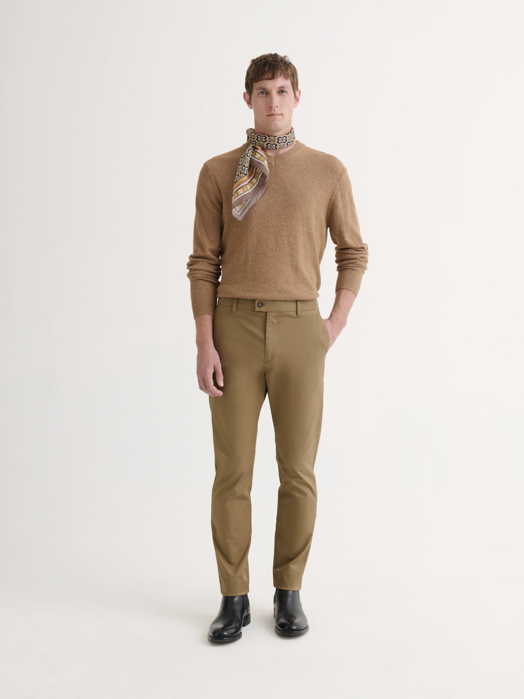 Pull col V effet damier - DEVRED 1902
