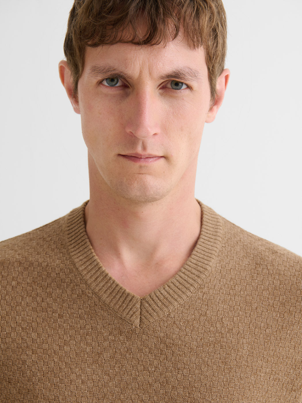 Pull col V effet damier - DEVRED 1902