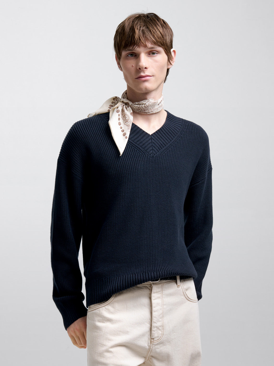 Pull col V en maille perlée - L'atelier - DEVRED 1902