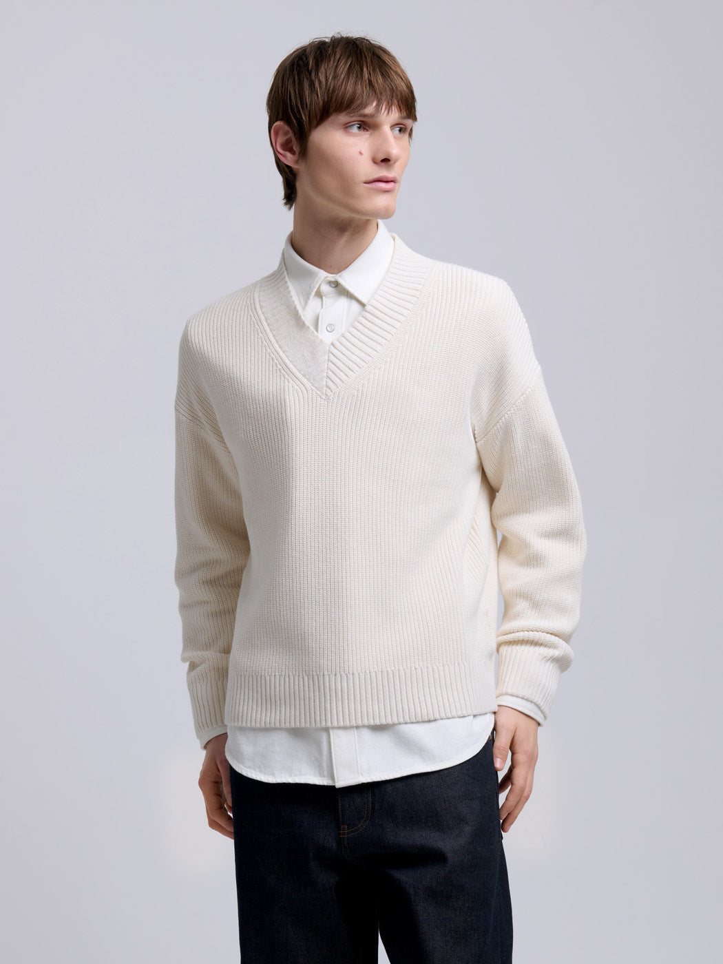 Pull col V en maille perlée - L'atelier - DEVRED 1902