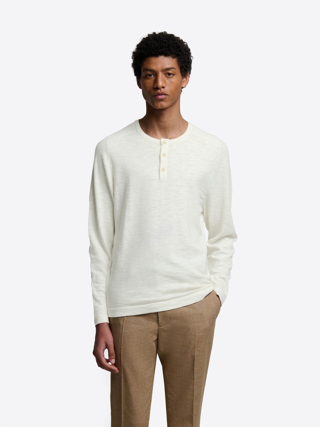 Pull col tunisien en coton flammé - DEVRED 1902