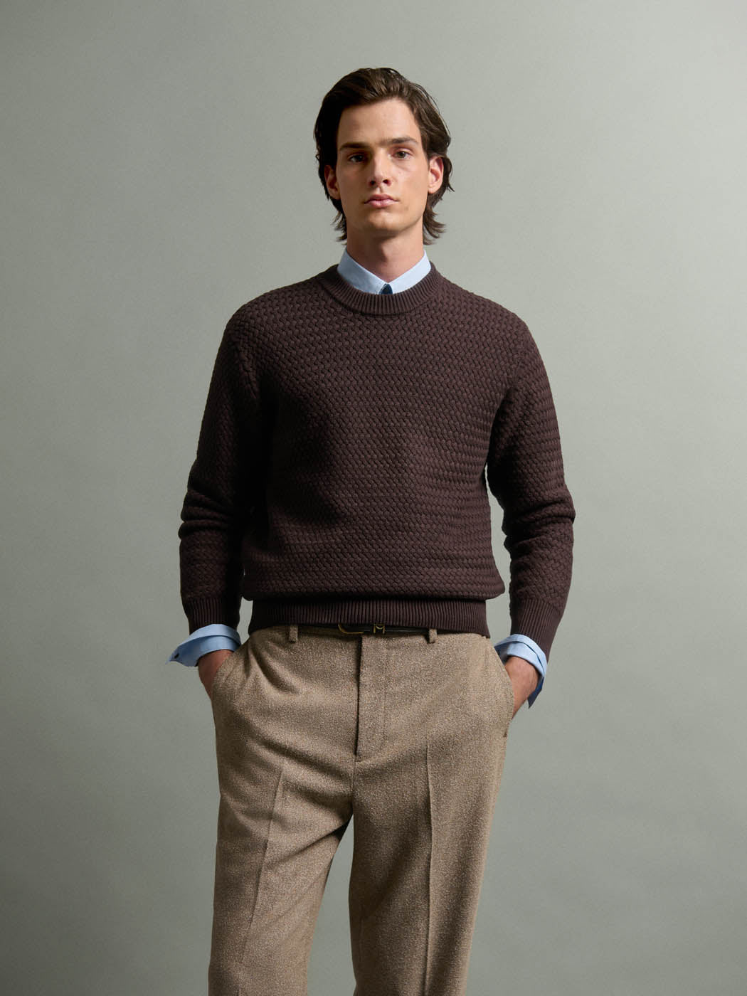 Pull col rond en coton-laine - DEVRED 1902