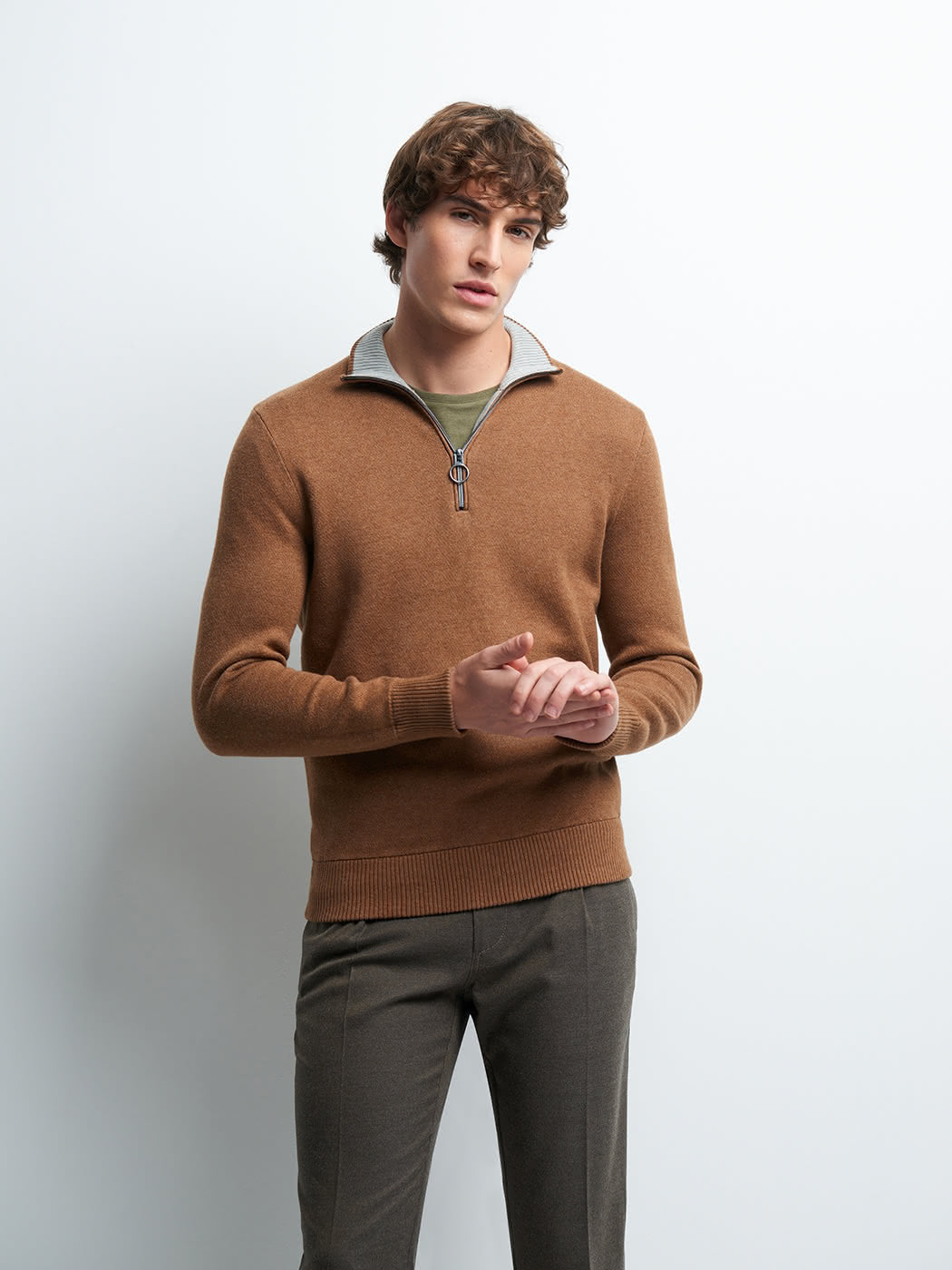 Pull col montant zippé coton cachemire - DEVRED 1902