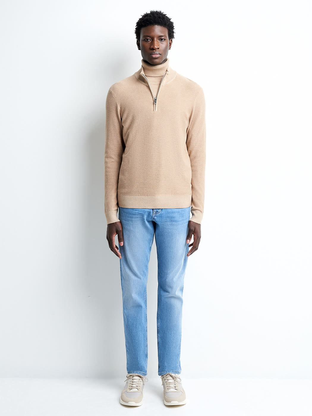 Pull col cheminée zippé en viscose bio - DEVRED 1902