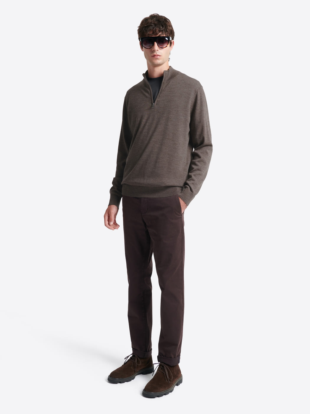 Pull col cheminée zip 100% laine mérinos - DEVRED 1902