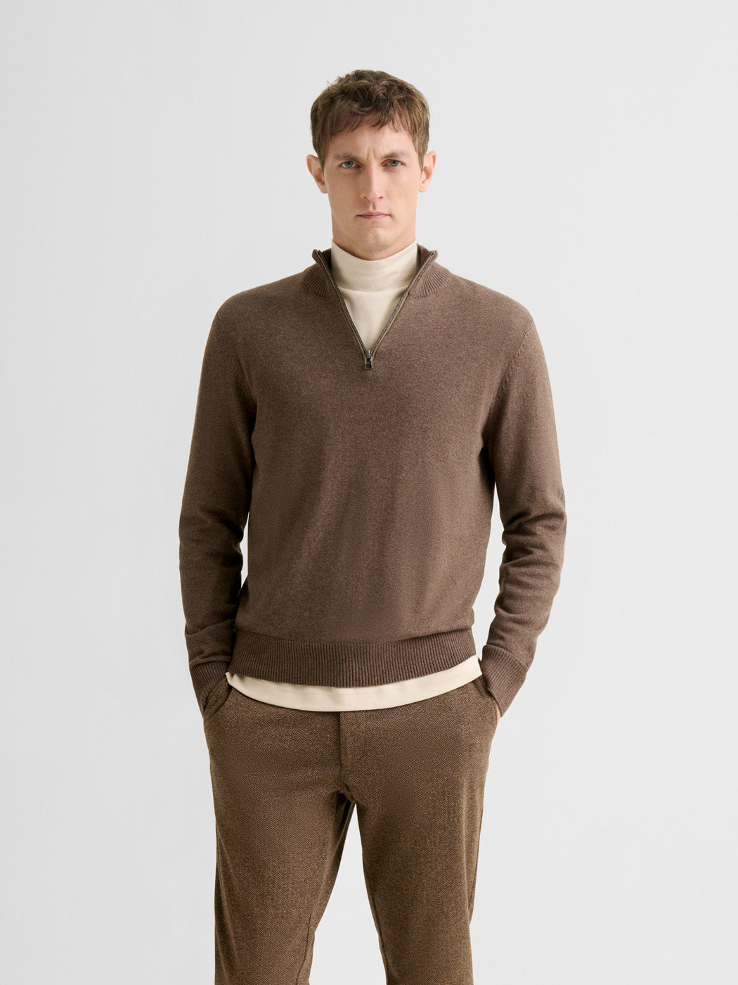 Pull col montant zip en coton cachemire - DEVRED 1902