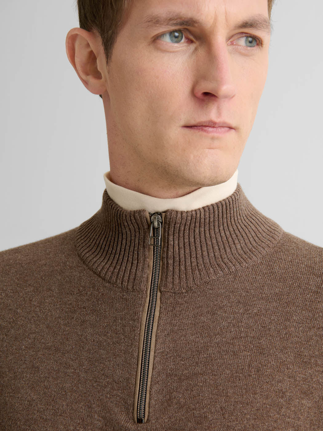 Pull col montant zip en coton cachemire - DEVRED 1902