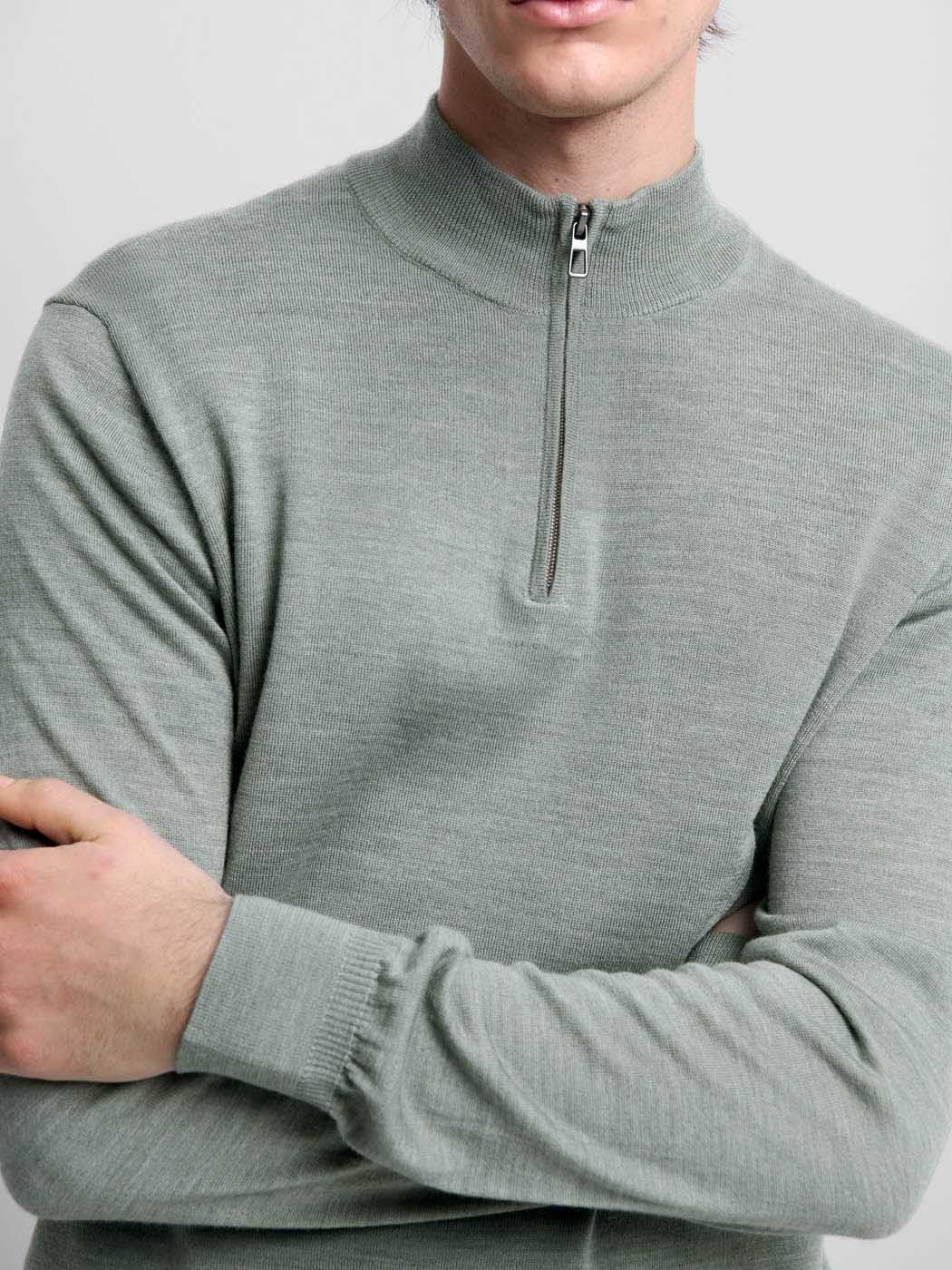 Pull col cheminée zippé en laine Mérinos - DEVRED 1902