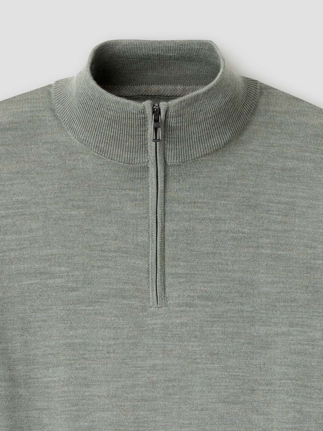 Pull Homme Col Zippé Vintage - 5XL - Gris Laine Mérinos - Occasion Très Bon état