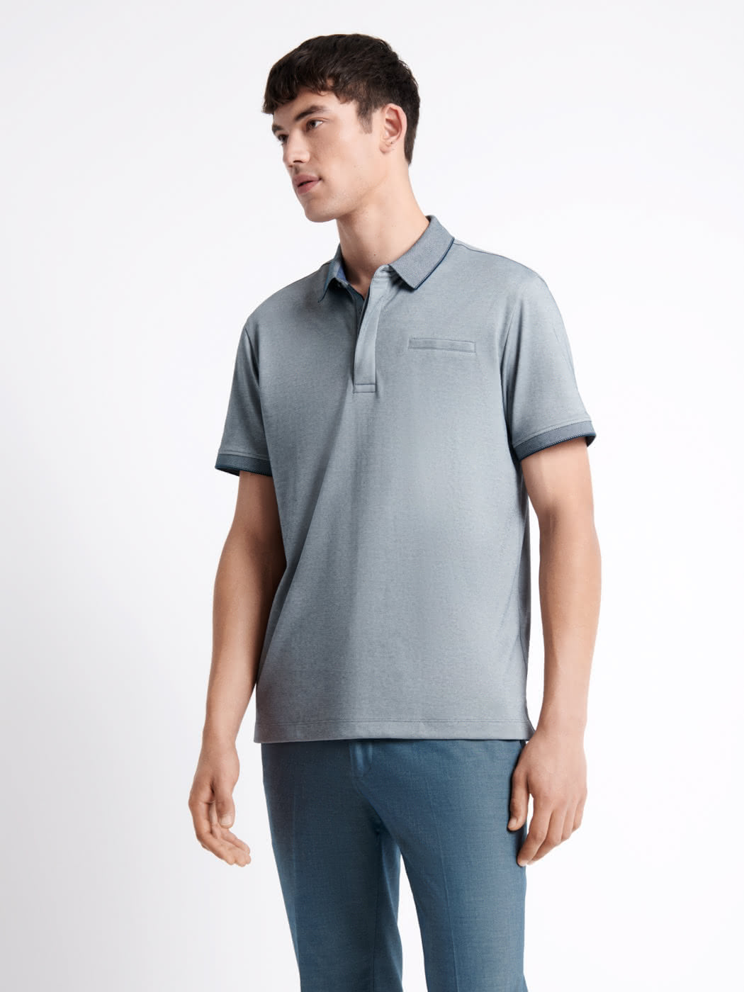 Polo manches courtes faux-uni en coton - DEVRED 1902