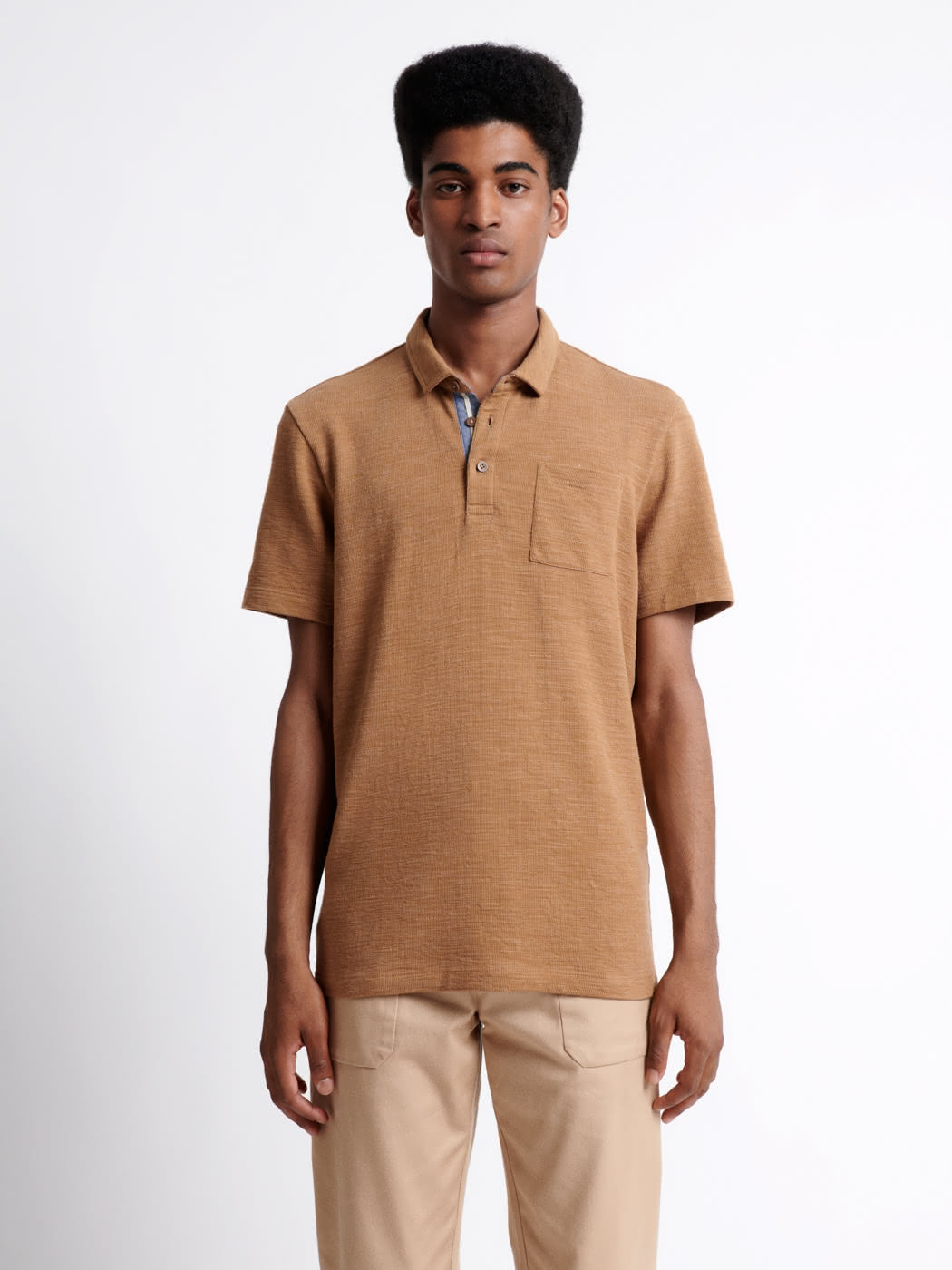 Polo manches courtes faux-uni en coton - DEVRED 1902
