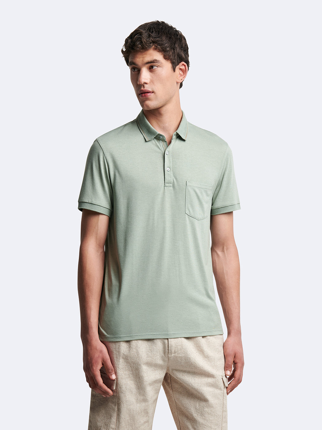 Polo manches courtes en viscose faux-uni - DEVRED 1902