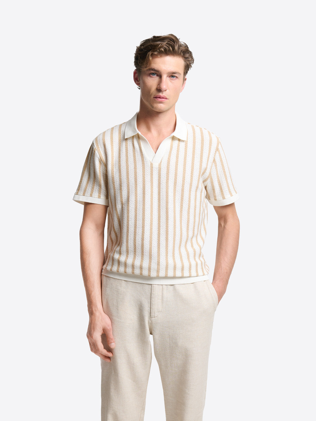 Polo col ouvert en maille rayée - DEVRED 1902