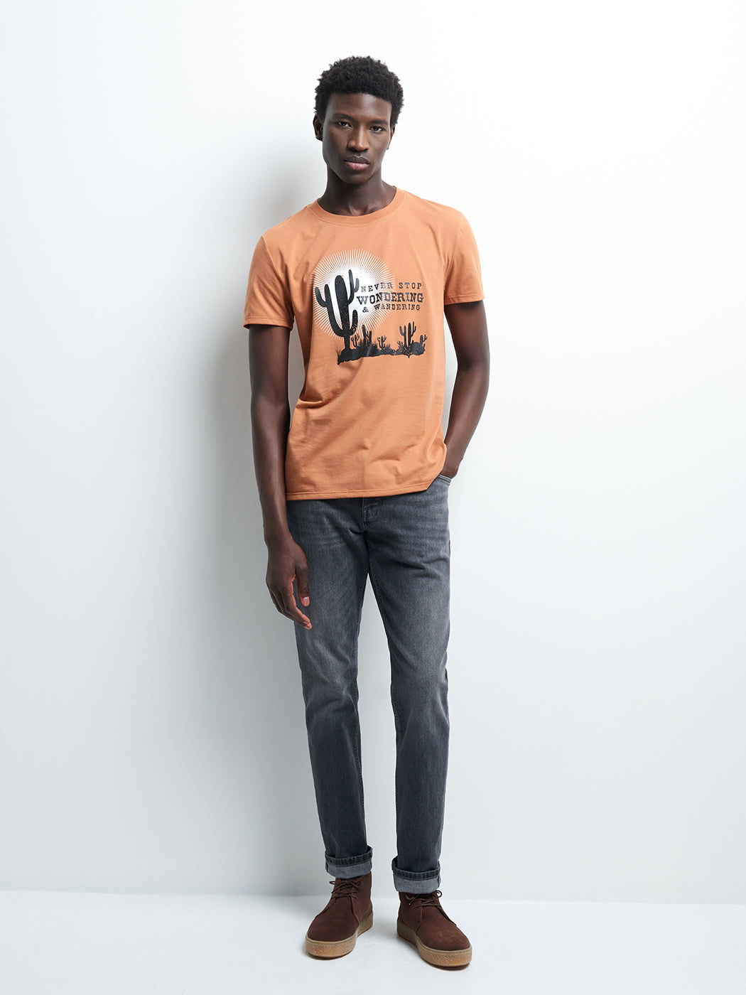 Tee-shirt col rond à motif placé devant - DEVRED 1902