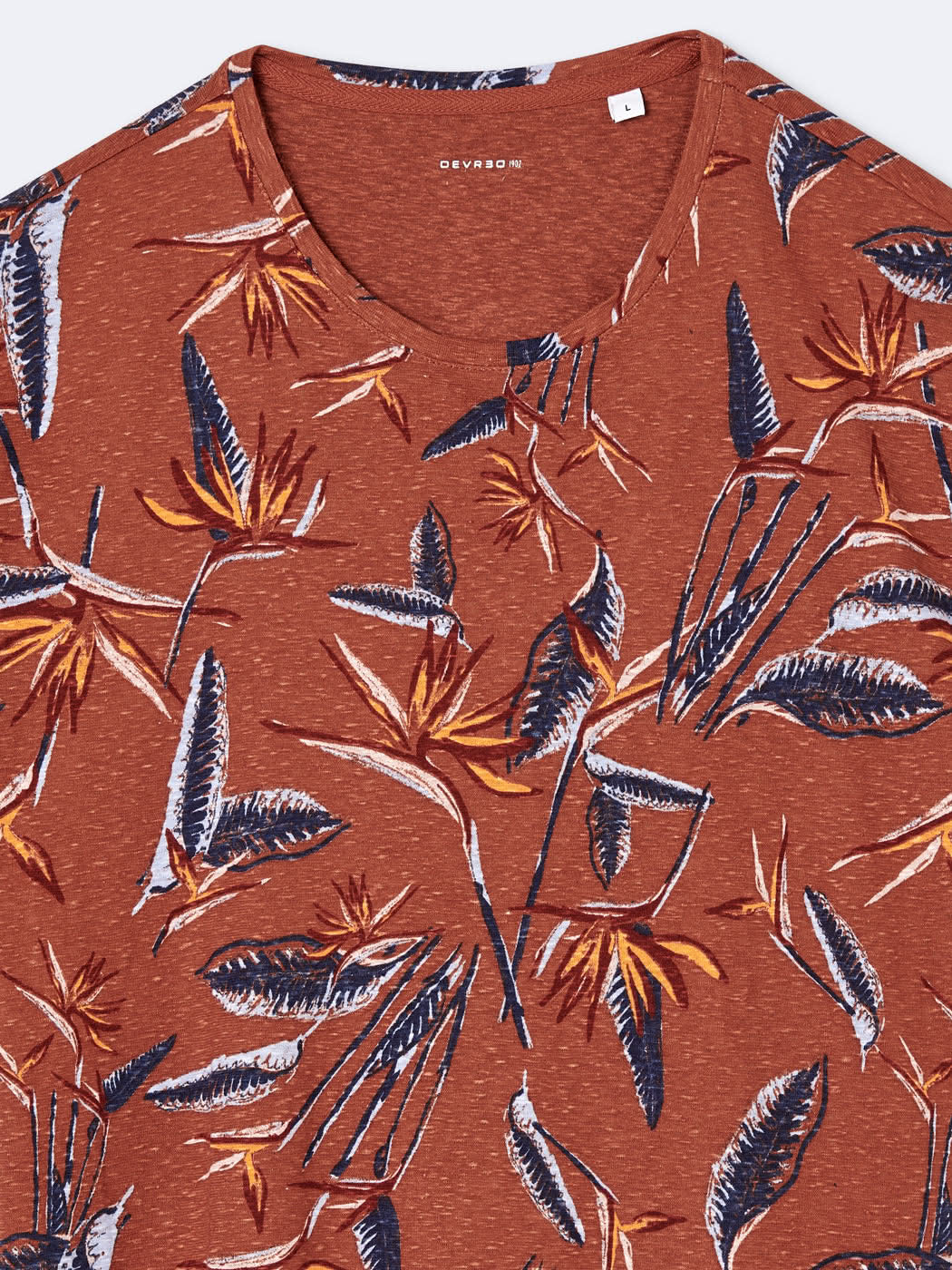 T-shirt col rond en coton fleuri - DEVRED 1902