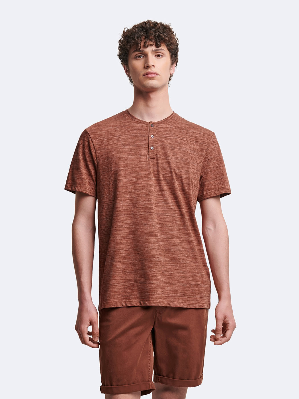 T-shirt col tunisien en coton faux-uni - DEVRED 1902