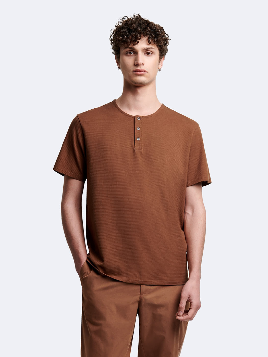 T-shirt col tunisien en coton - DEVRED 1902