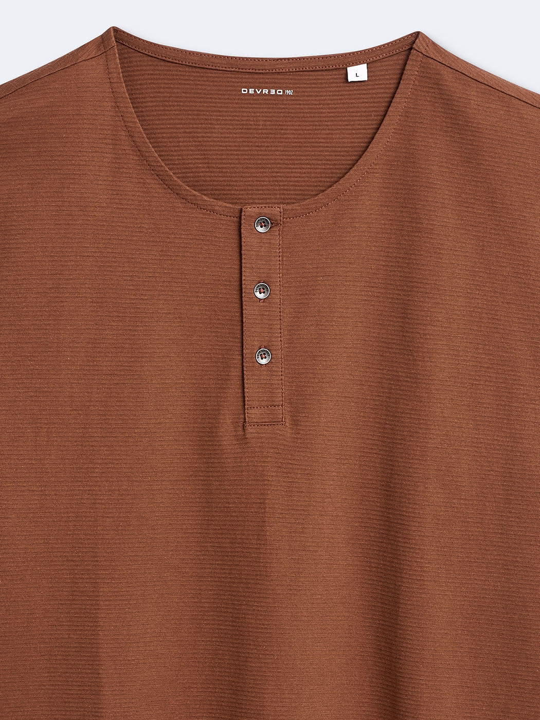 T-shirt col tunisien en coton - DEVRED 1902