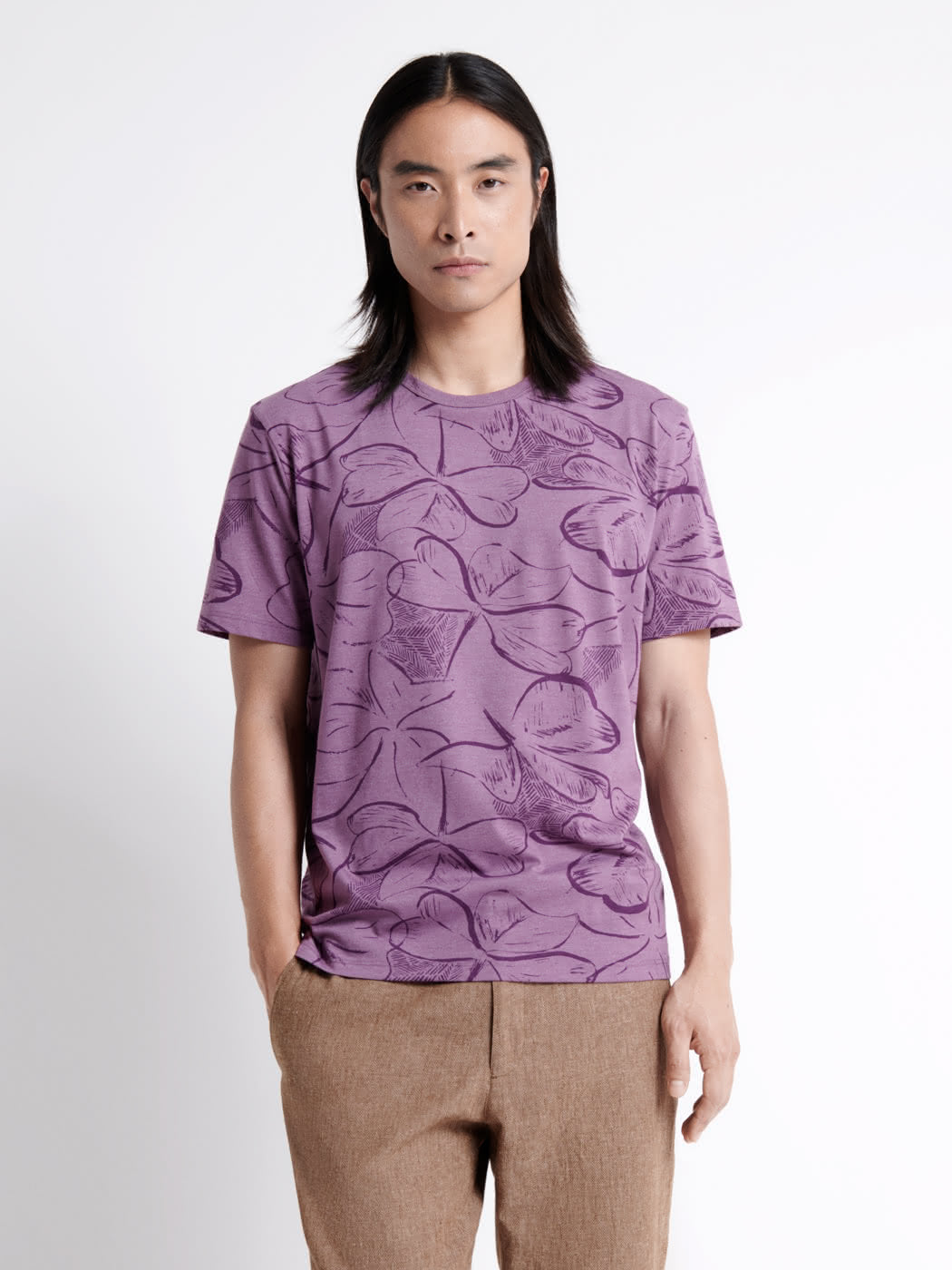 T-shirt col rond en coton fleuri - DEVRED 1902