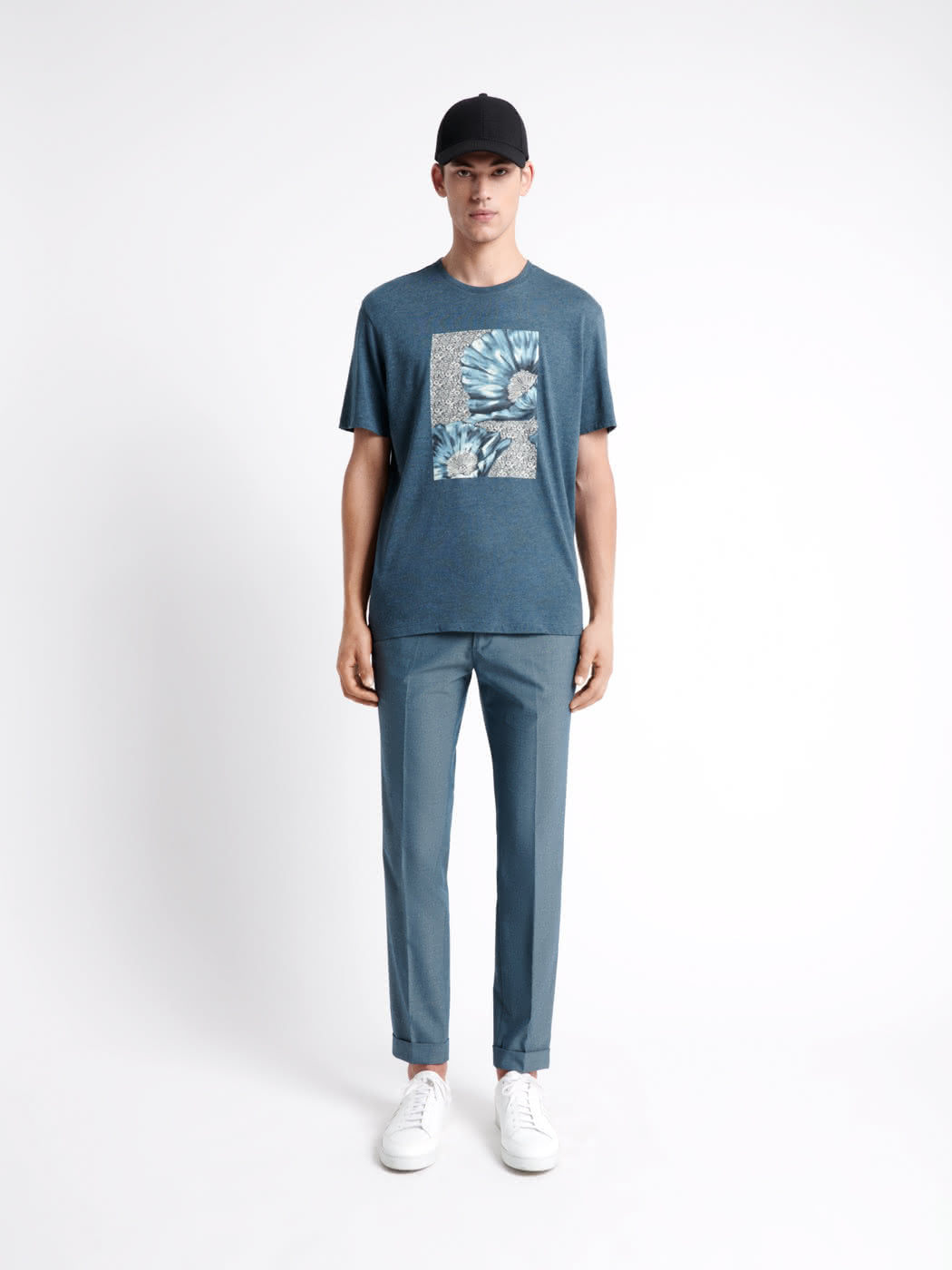 T-shirt col rond en coton fleuri - DEVRED 1902