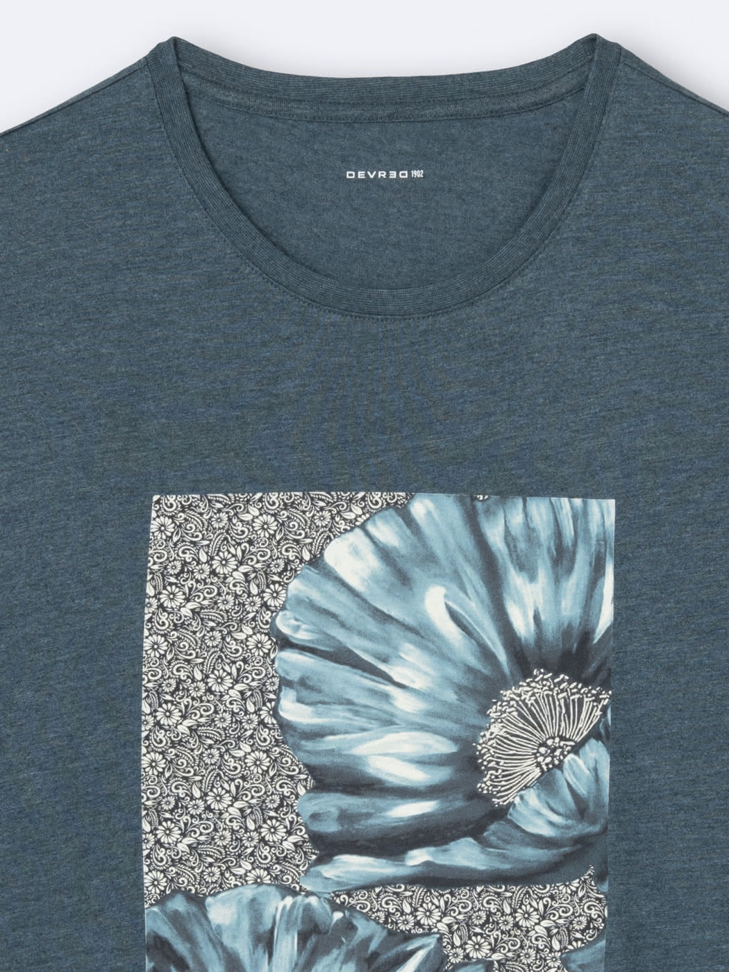 T-shirt col rond en coton fleuri - DEVRED 1902