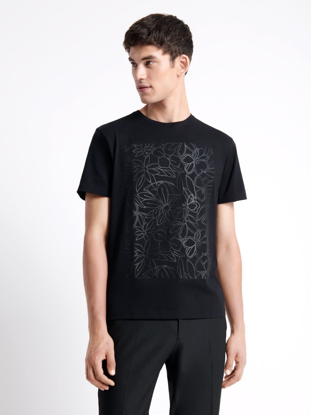 T-shirt col rond en coton fleuri - DEVRED 1902
