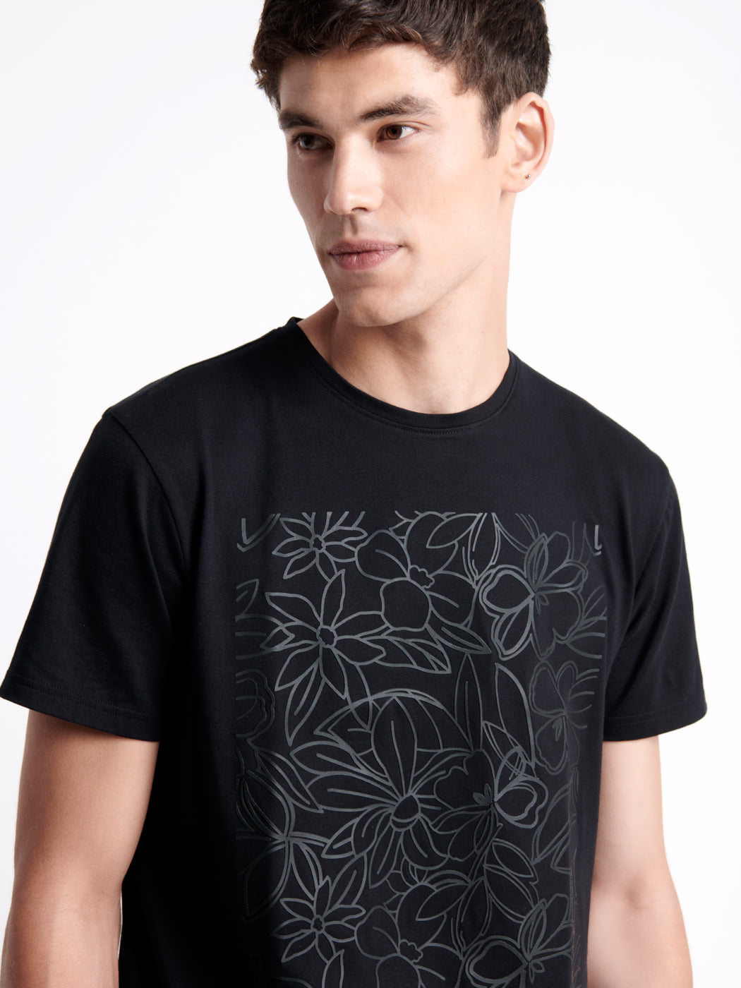 T-shirt col rond en coton fleuri - DEVRED 1902