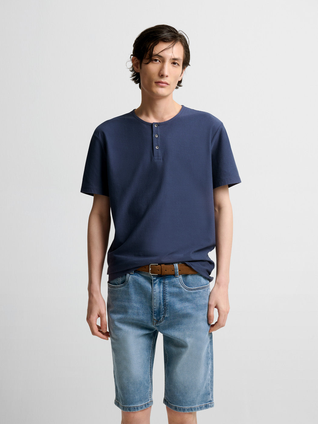 T-shirt col tunisien en coton - DEVRED 1902