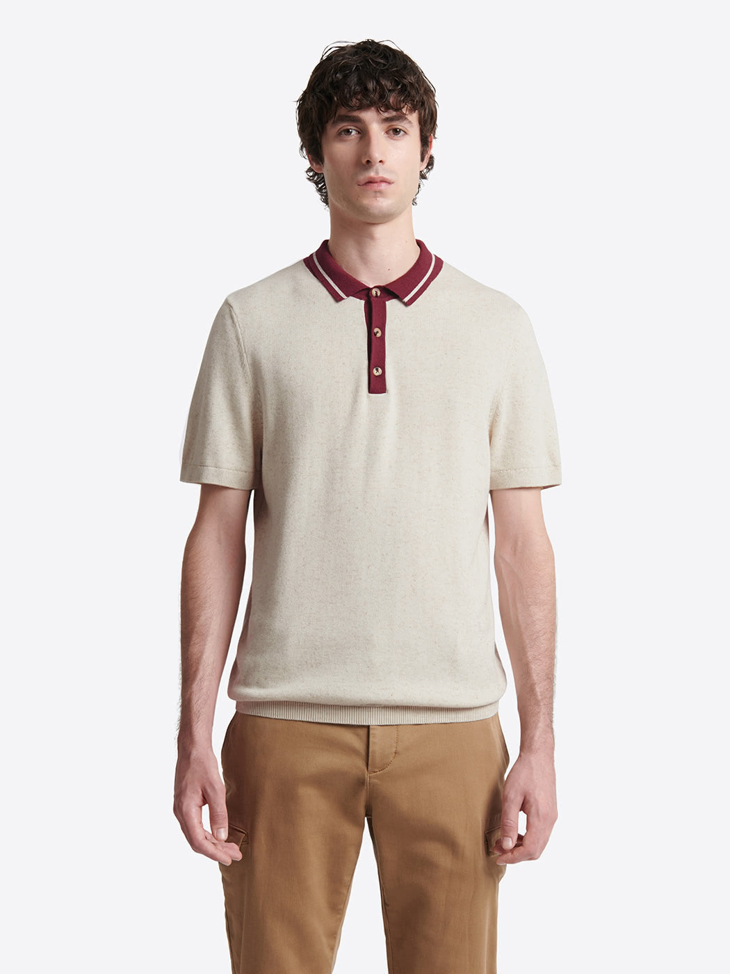 Polo chiné col contrasté en coton - DEVRED 1902