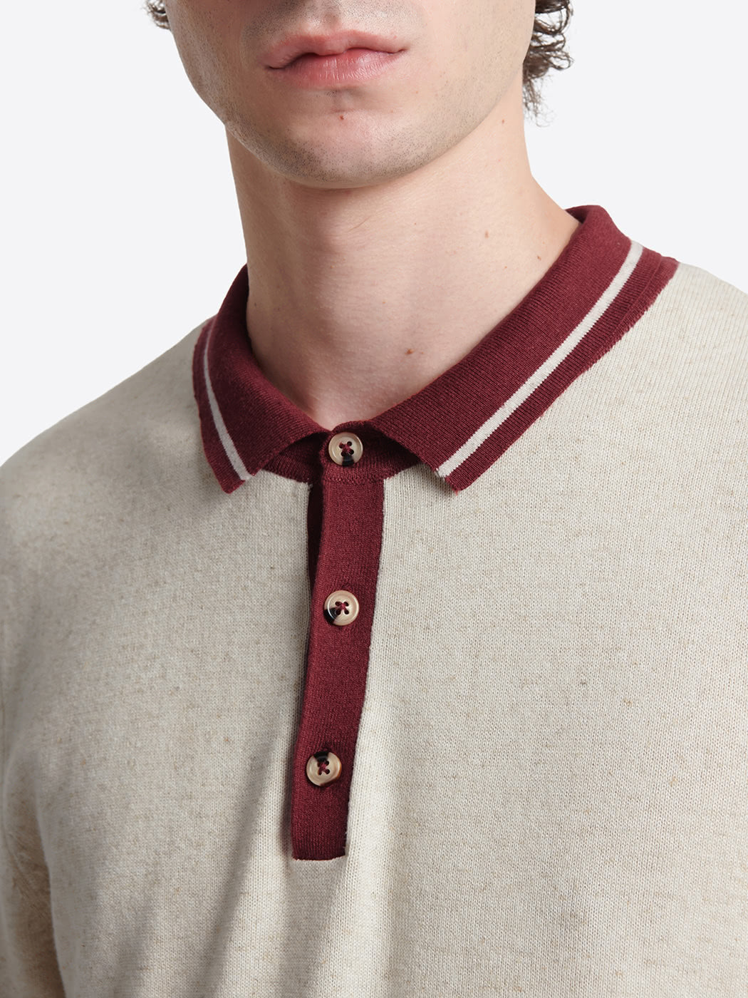 Polo chiné col contrasté en coton - DEVRED 1902