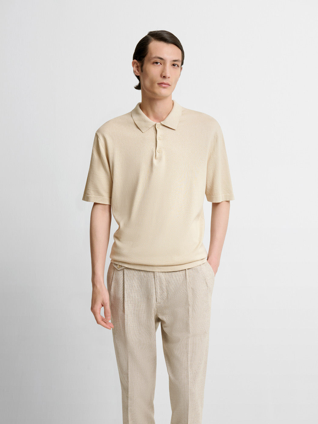 Polo  col boutonné en soie mélangé - DEVRED 1902