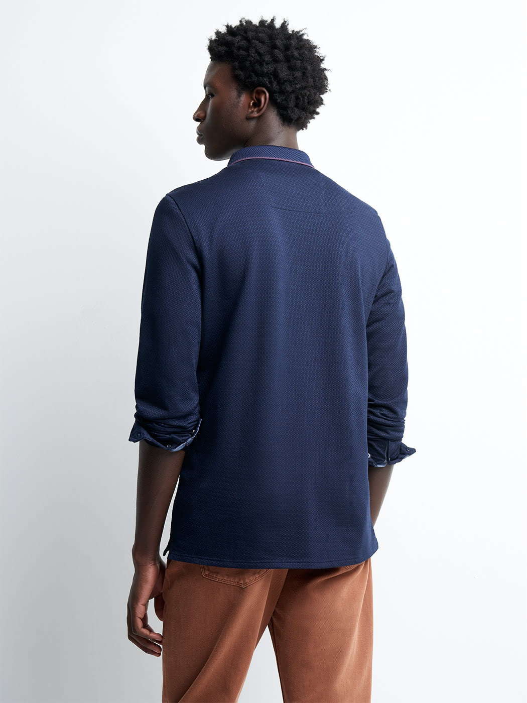 Polo manches longues en coton jacquard - DEVRED 1902