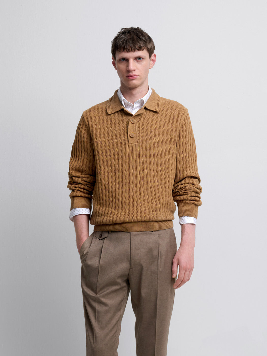 Pull col polo boutonné en coton bio - DEVRED 1902