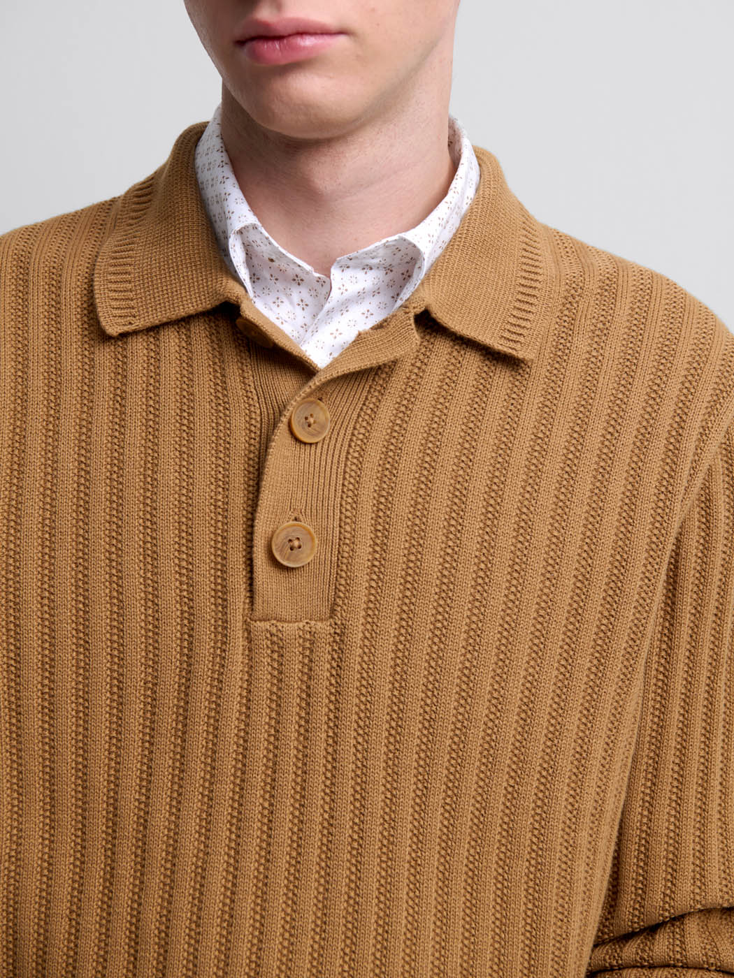 Pull col polo boutonné en coton bio - DEVRED 1902