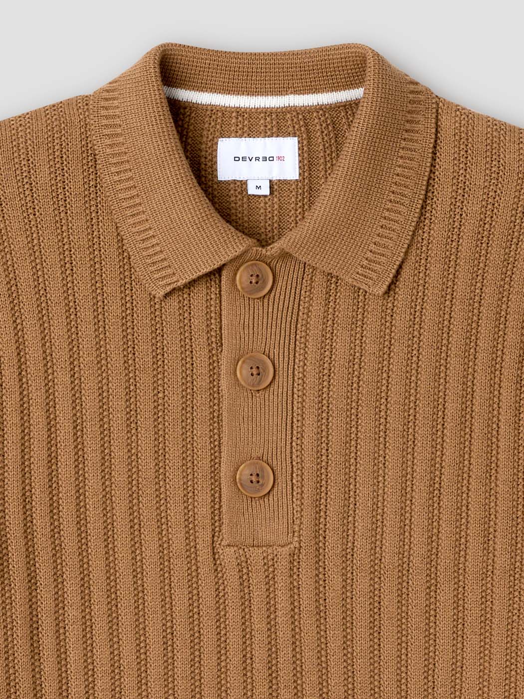 Pull col polo boutonné en coton bio - DEVRED 1902