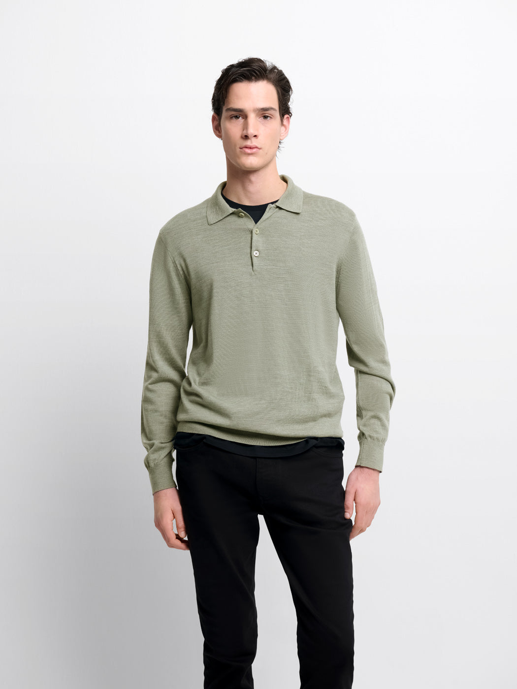 Pull col polo boutonné en laine Mérinos - DEVRED 1902