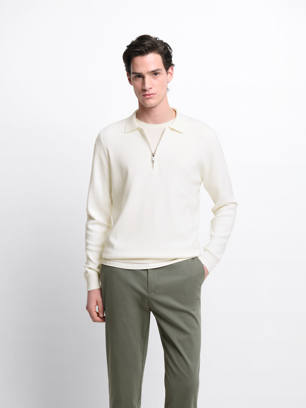 Pull col polo zippé en viscose certifiée - DEVRED 1902