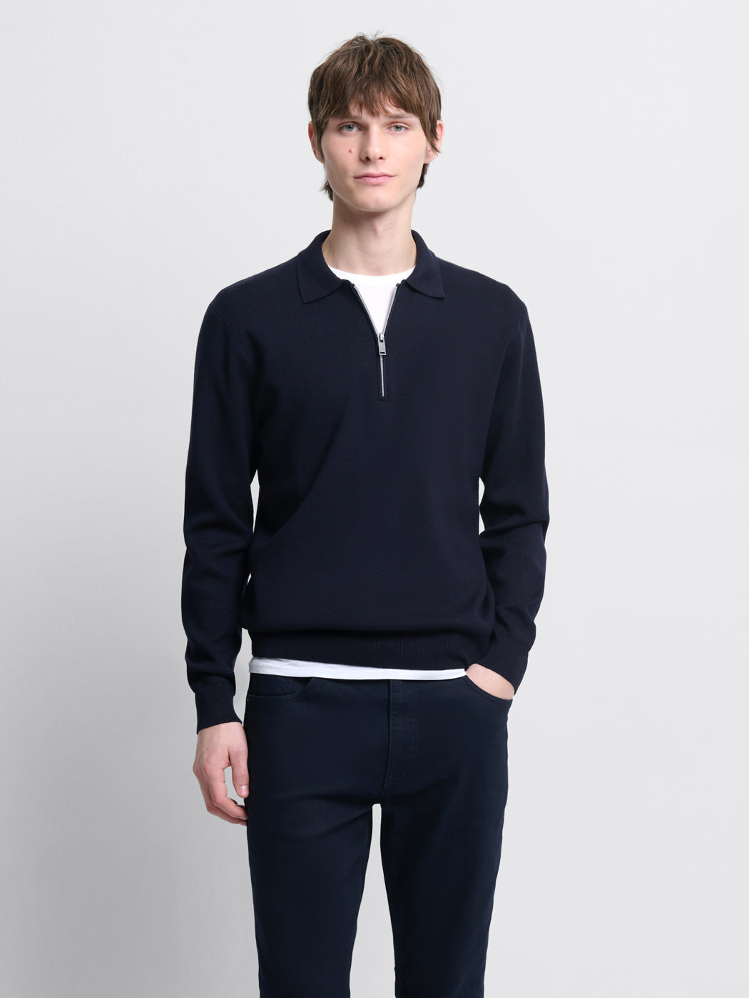 Pull col polo zippé en viscose certifiée - DEVRED 1902
