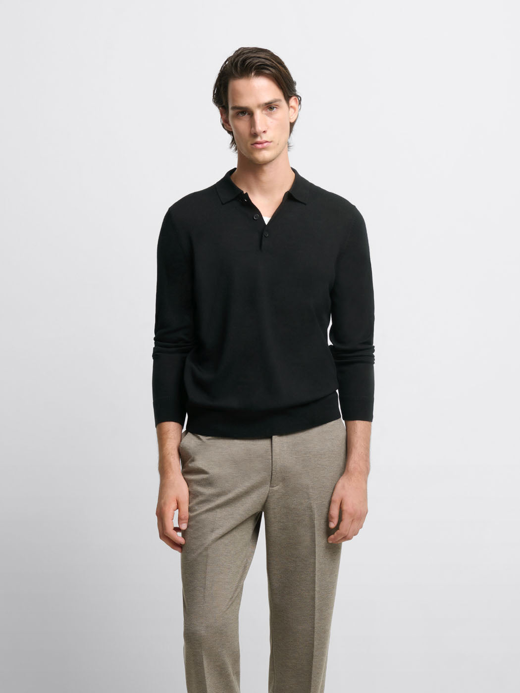 Pull col polo boutonné en laine Mérinos - DEVRED 1902