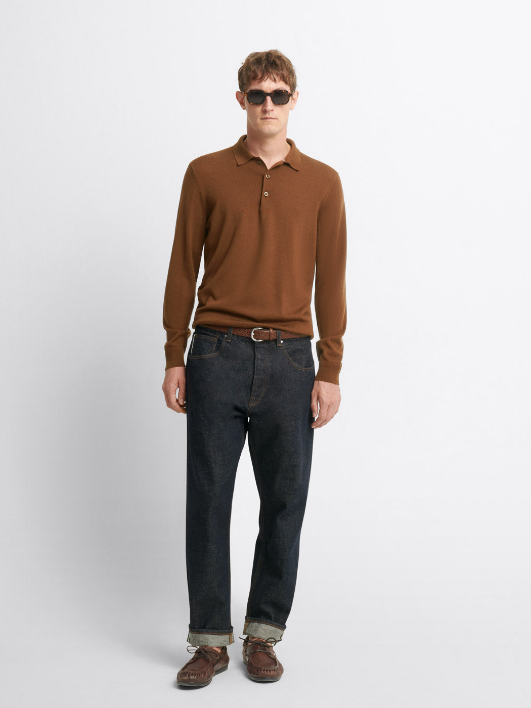 Pull col polo boutonné en laine Mérinos - DEVRED 1902