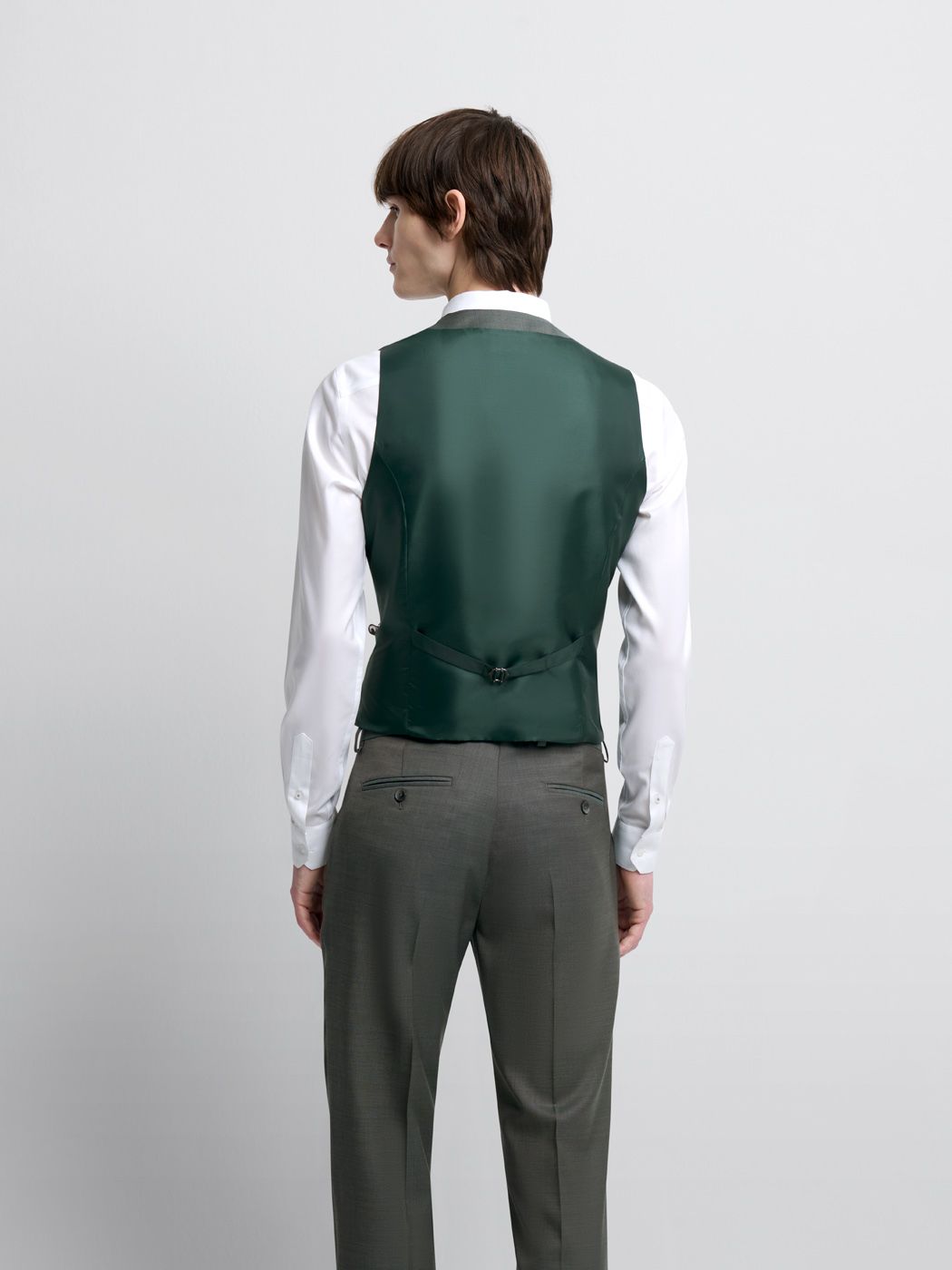 Costume 3 pièces slim en laine vert