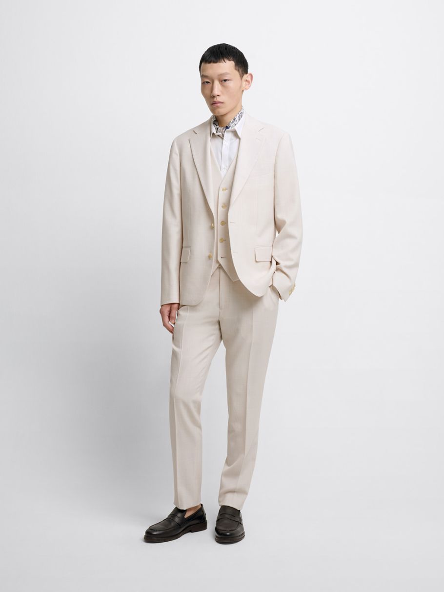 Costume 3 pièces slim blanc en laine mélangée