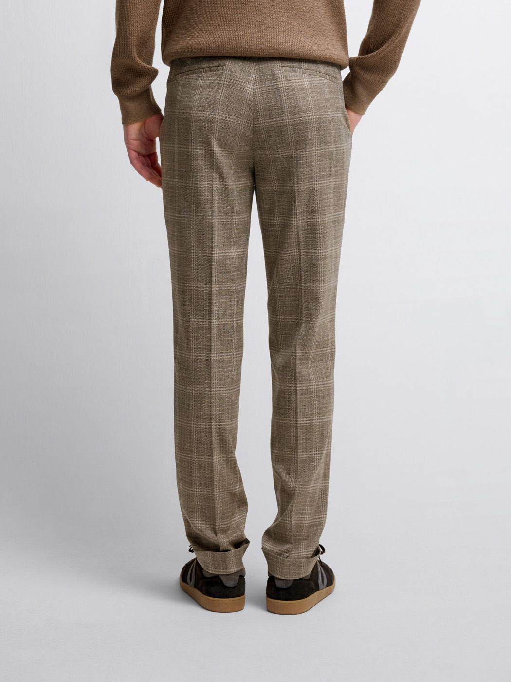 Costume 2 pièces slim beige à carreaux