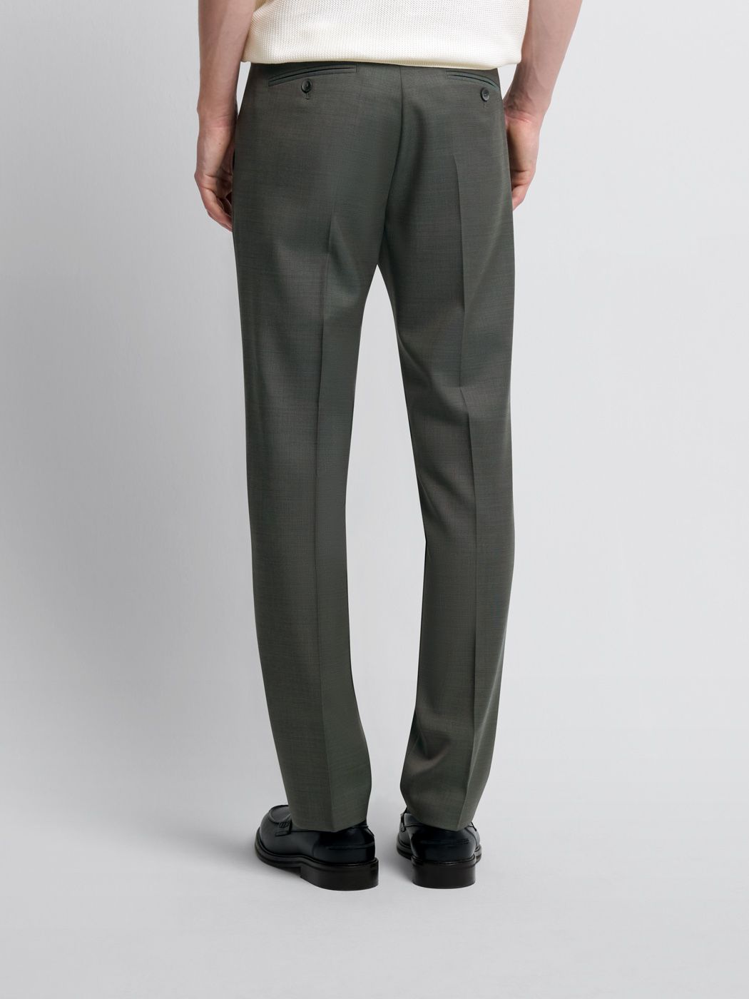 Costume 3 pièces slim en laine vert