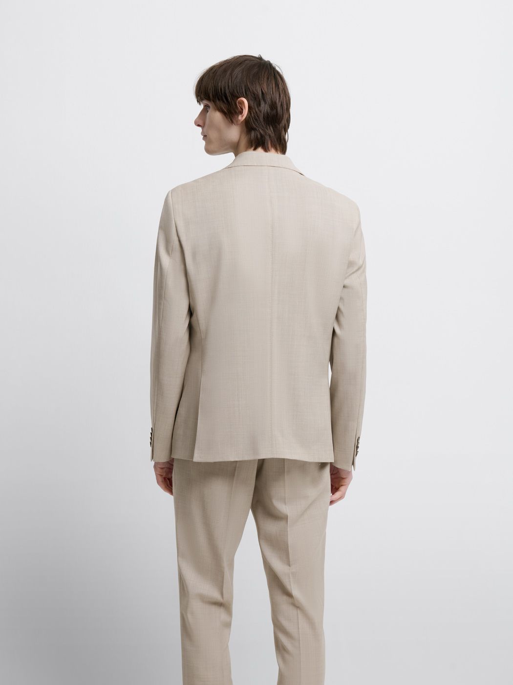 Costume 3 pièces slim en laine beige clair