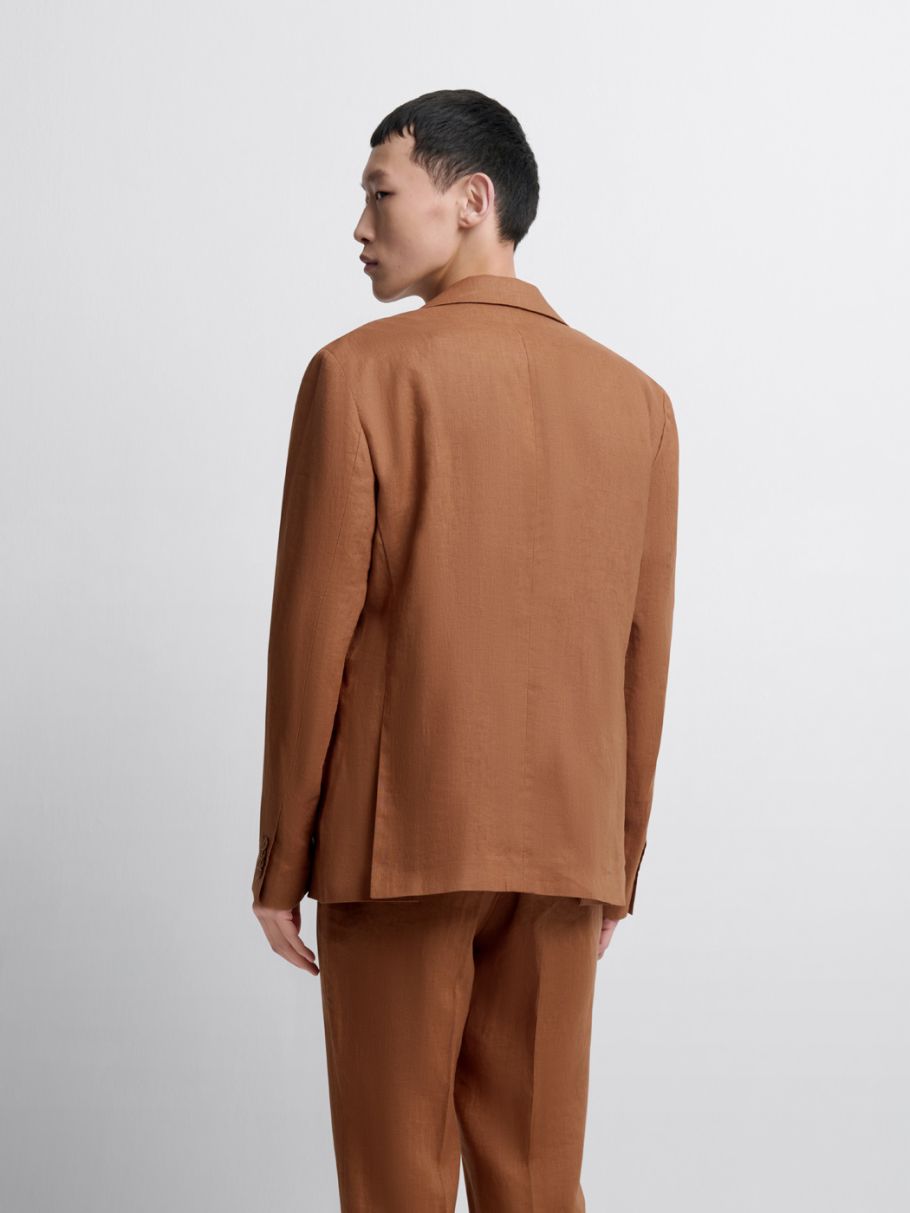 Costume 2 pièces slim en lin caramel
