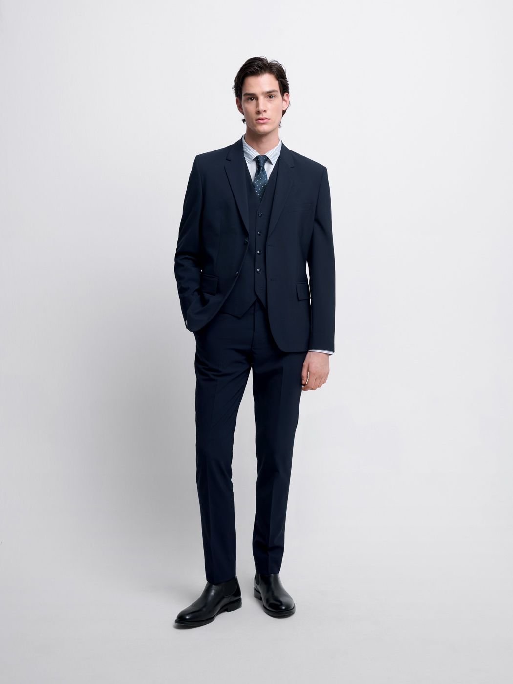 Costume 3 pièces extraslim en laine bleu