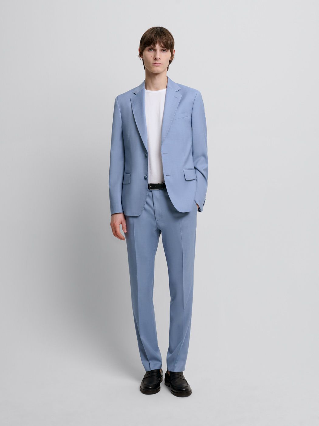 Costume 3 pièces slim en laine bleu clair