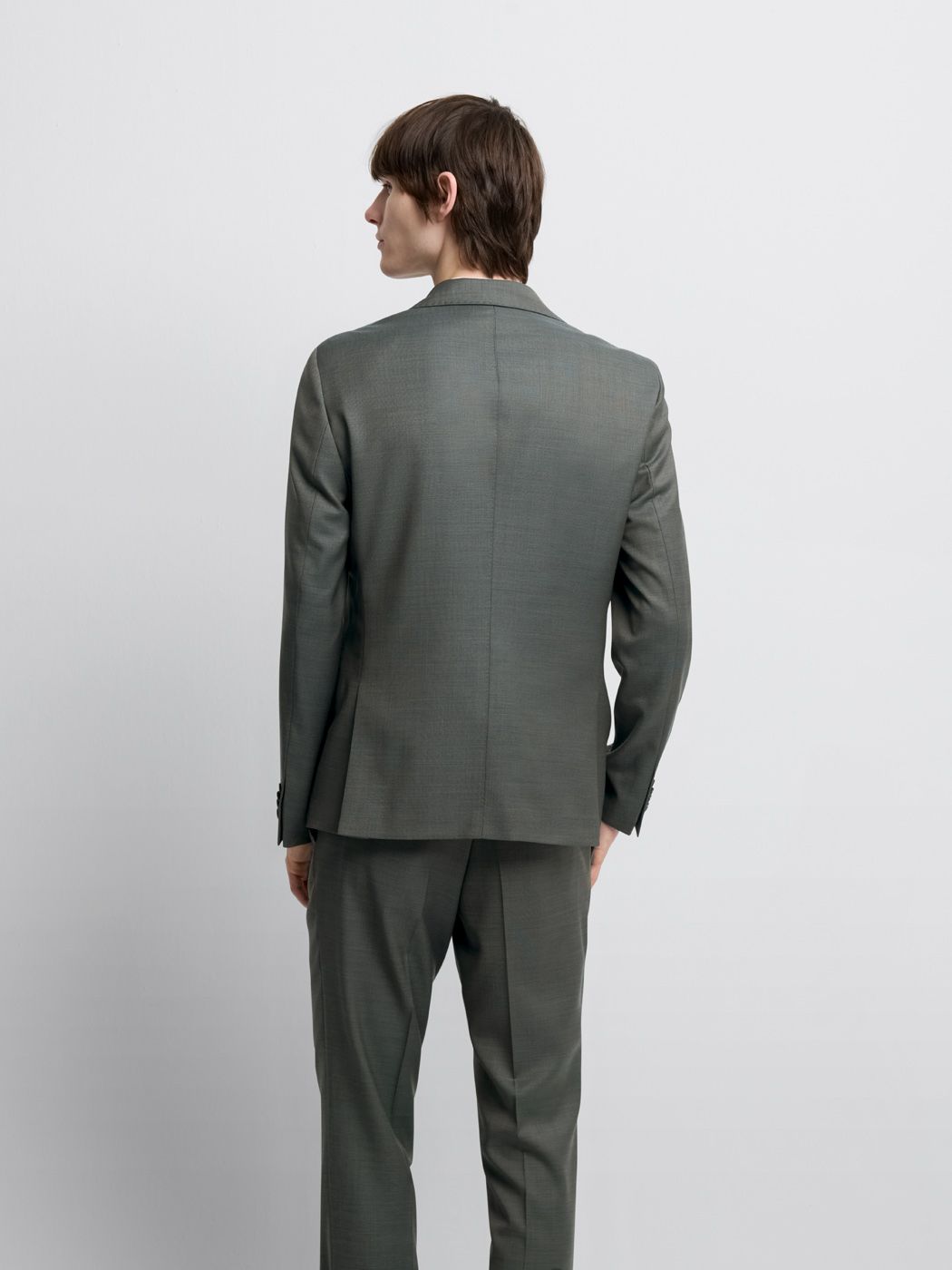 Costume 3 pièces slim en laine vert